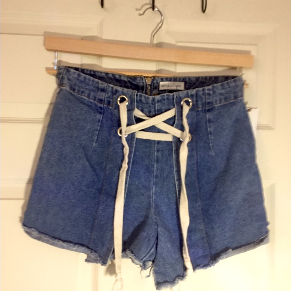 Vintage Jean High-Waisted Shorts with Laces